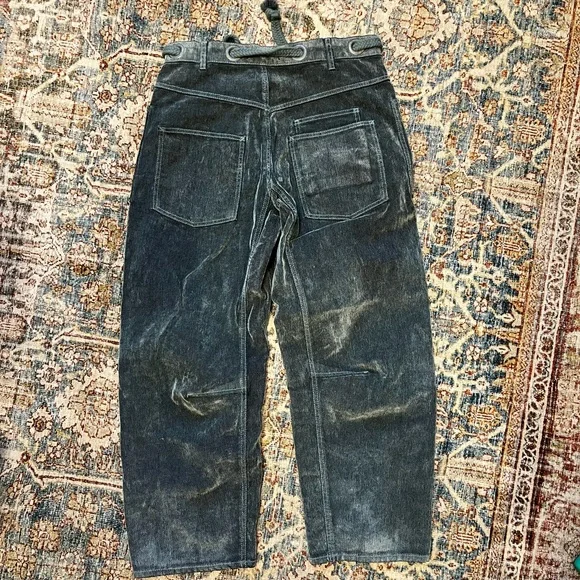 We the Free People Flocked Moxie Barrel Jeans Mountain Green - Picture 6 of 7